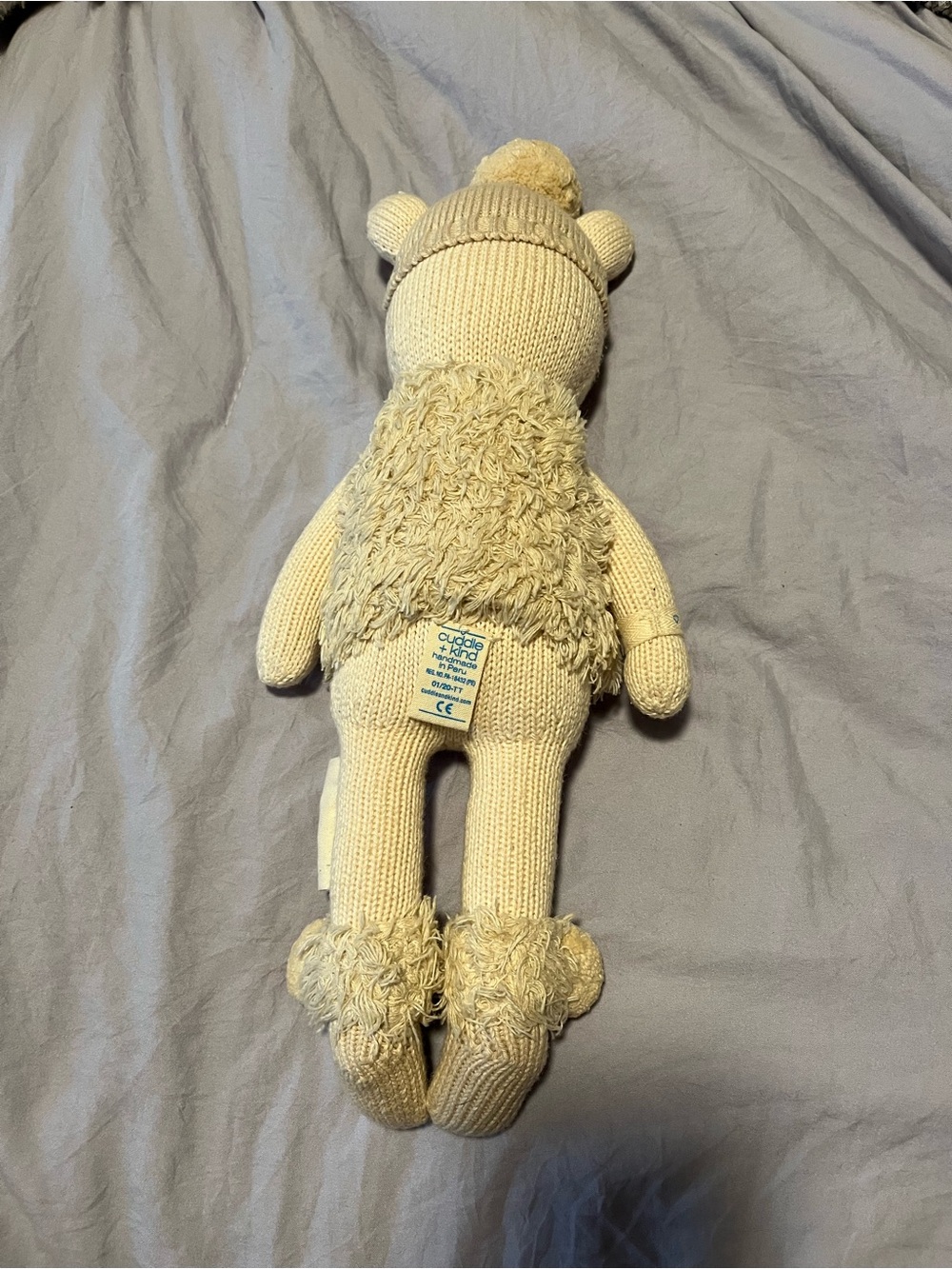 Cuddle + Kind Neutral Knit Bear Plush Toy - Soft Cream Cuddly Bear - Picture 5 of 5
